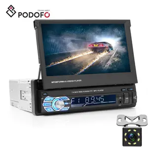 Podofo автомобильное аудио Радио BT 1Din 7 "HD выдвижной сенсорный экран MP5 SD FM USB 8 IR LED камера заднего вида