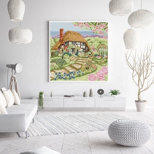 NKF Rose Cottage Phong Cách Phong Cảnh 11ct 14ct 9ct Cross Stitch Kit Dệt & Vải Chất Lượng Hàng Đầu Dày Vải Nghệ Thuật Dân Gian - Product Image 2