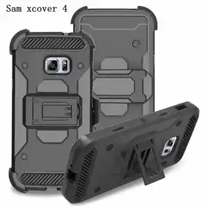 Casing Ponsel Samsung Galaxy Xcover 4 G390F, Casing Ponsel Tugas Berat, Sarung Klip Sabuk 3 Dalam 1 dengan Standar Penopang