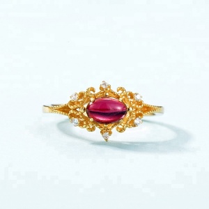 Bijoux Vintage en pierres précieuses pour femmes, bague ovale en or grenat, de décoration artistique en argent 925, Vintage et élégantes - Product Image 5