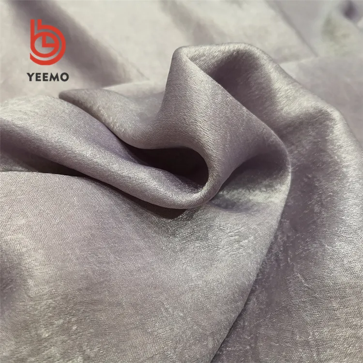 Yeemo textile teint en usine plaine soie 100 polyester satin crêpe tissu pour vêtements de nuit