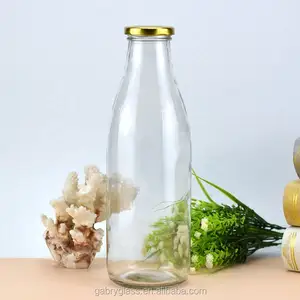 <span class=keywords><strong>Botella</strong></span> de Vidrio Transparente Vacía al por Mayor para Envasado de Bebidas, Leche o Jugo de <span class=keywords><strong>1</strong></span> <span class=keywords><strong>Litro</strong></span> - Product Image 1