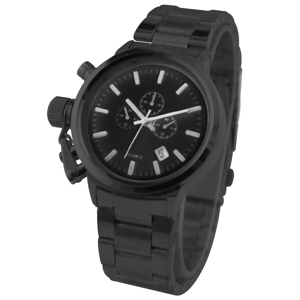 FT1672 Best quality stainless steel case back sporty three eyes movement chronograph watch