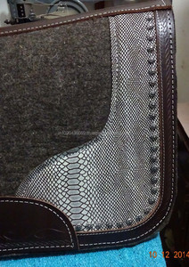 Selle de cheval Rider's Trust 32 x 32 pouces, gris naturel, 100 % feutre de laine mérinos, 1,25 pouces, cuir véritable, selle western - Product Image 6