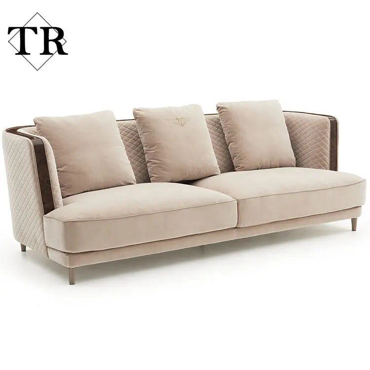 living room 2020 Italian modern designs white sofa set European velvet fabric 3 2 1 cushions sofa set