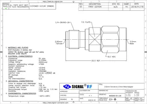 2.92mmジャック (メス)-3.5mmプラグ (オス) アダプター、33GHz