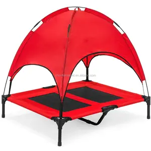 Elevated Portable Dog Cot Cooling Pet Bed With Canopy Shade; Raised Mesh Cot Cooling Dog Bed mit Removable Canopy Tent - Product Image 1