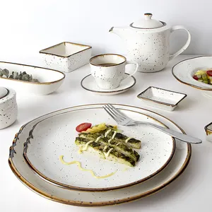 Service de vaisselle en porcelaine, vaisselle personnalisée en céramique émaillée, service pour Restaurant hôtel hôtel bleu et blanc, 2019 Offre Spéciale