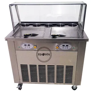 2024 CE Approved Double Pans Soft Ice Cream Roll Maker Fried Gelato Making Machine with Fruit Flavor