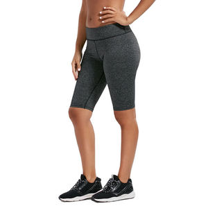 <span class=keywords><strong>Pantaloncini</strong></span> Sportivi Aderenti da Donna al Ginocchio con Tasca, Nero e Grigio - Product Image 1