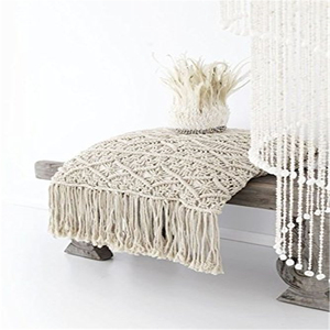 หมอนตกแต่ง Macrame โยนหมอนพู่แฮนด์เมดถักปลอกหมอนหมอนอิงชั้น15.7in X 15.8in
