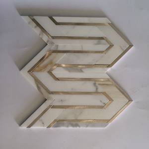 Calacatta Trắng Đá Cẩm Thạch Xám Tĩnh Mạch, Mũi Tên Hình Dạng Đồng Mosaic Gạch - Product Image 4