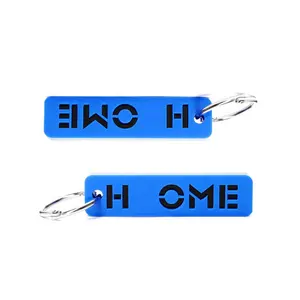 Professional OEM Items Key Tag Type And Die Cut Shape Thick Plastic Acrylic Engraved Custom Logo Keychain