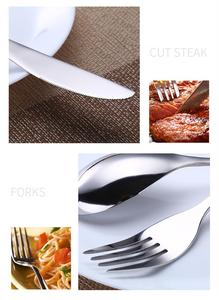 Vaisselle professionnelle en ligne Offre Spéciale couteau à Steak <span class=keywords><strong>fourchette</strong></span> et cuillère argenterie noire mate ustensiles en acier inoxydable - Product Image 6