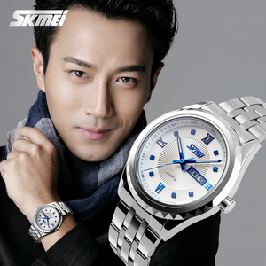 Skmei 9100 hot selling rose gold plated nice big size stainless steel watches diamonds - Product Image 1