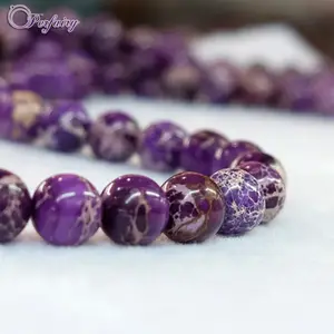 Piedras preciosas brasileñas, producto de exportación, piedras preciosas redondas de 10mm, abalorios de cristal de jaspe imperial morado, a la venta