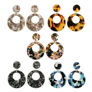 New creative acrylic sheet circular fashion fashionable multicolored round acetate acrylic jewelry earring acrylic earrings