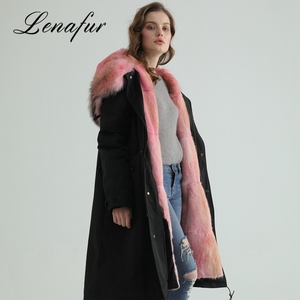 Rose Réel <span class=keywords><strong>De</strong></span> Fourrure <span class=keywords><strong>De</strong></span> Vison Doublure Fourrure <span class=keywords><strong>De</strong></span> Raton Laveur Col <span class=keywords><strong>De</strong></span> Fourrure Parka Manteau pour les Femmes - Product Image 4