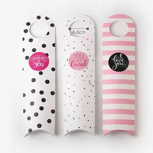 Pink striped long portable biscuit box gift packaging pillow box