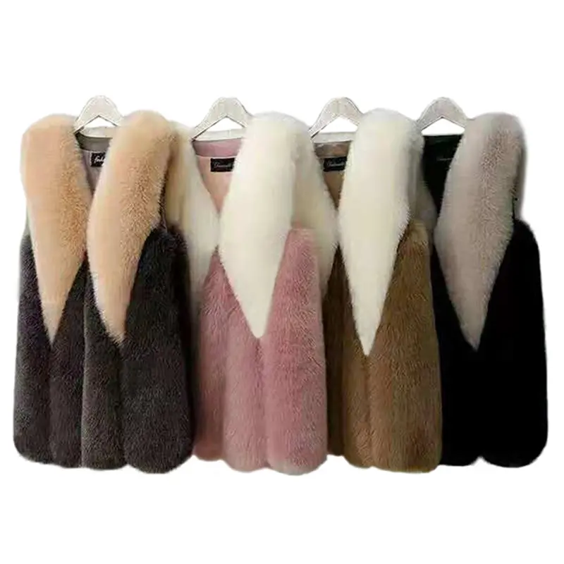 Hot Koop Winter Dikke Warme Nep Bont Vesten Jas Vrouwen Faux Vos Bont Vest Midum Lange Jassen Vest Vrouwelijke Jas