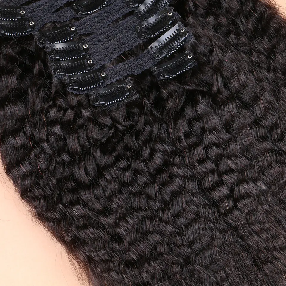 Extensiones de cabello humano liso para mujeres negras, Clip Yaki grueso Ins 100%, cabello virgen brasileño