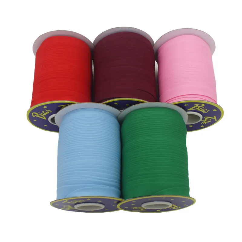 Polyester/Cottom 5/8"(15mm) T/C Bias Tape Bias Binding Fold Ribbon Solid Color For DIY Garment Sewing And Trimming