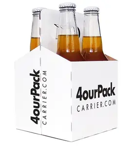 Beverage Carrier Custom Cardboard Beer Four 4 Pack Paper Corrugated Board Beer Packaging Box FC Wine Box Stamping Wholesale Beer