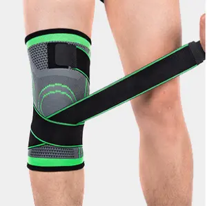 Crossフィットトレーニング膝パッドブレース圧縮スポーツ膝調節可能なストラップ