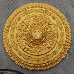 Tablero de decoración de espuma PU HN-022, diseño de medallón de techo dorado de poliuretano