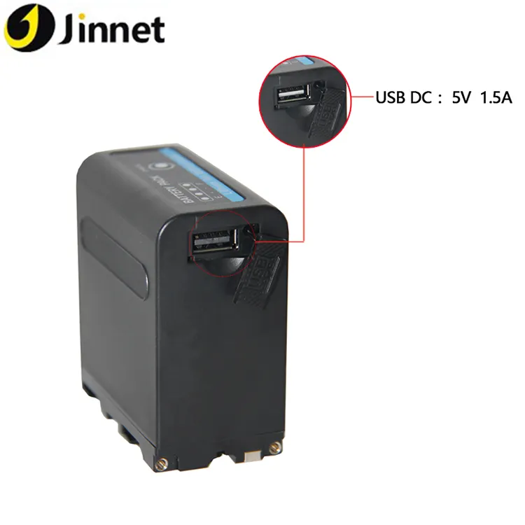 Jinnet Professional Camcorder Battery NP-F970 NP-F990 NP-F980D USB & D-Tap付き