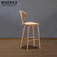 Tabouret de bar Norman Cherner de style moderne du milieu du siècle, en contreplaqué moulé