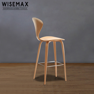 Taburete de Bar Moderno de Mediados de Siglo, Estilo Norman Cherner, Madera Contrachapada Moldeada - Product Image 4