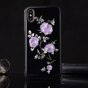 Oro <span class=keywords><strong>de</strong></span> lujo del cromo láser impresión floral Rosa flor TPU silicona caso del teléfono celular para el iPhone x 8 8 más 7 7 más - Product Image 3