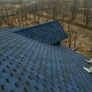 廉价类型的屋顶材料蓝色马赛克/六角沥青瓦