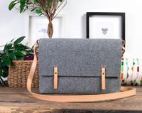 Bolso Bandolera Cruzado de Piel y Fieltro para Portátil de 17 Pulgadas para Hombre, Ligero, Ecológico y con Protección Total