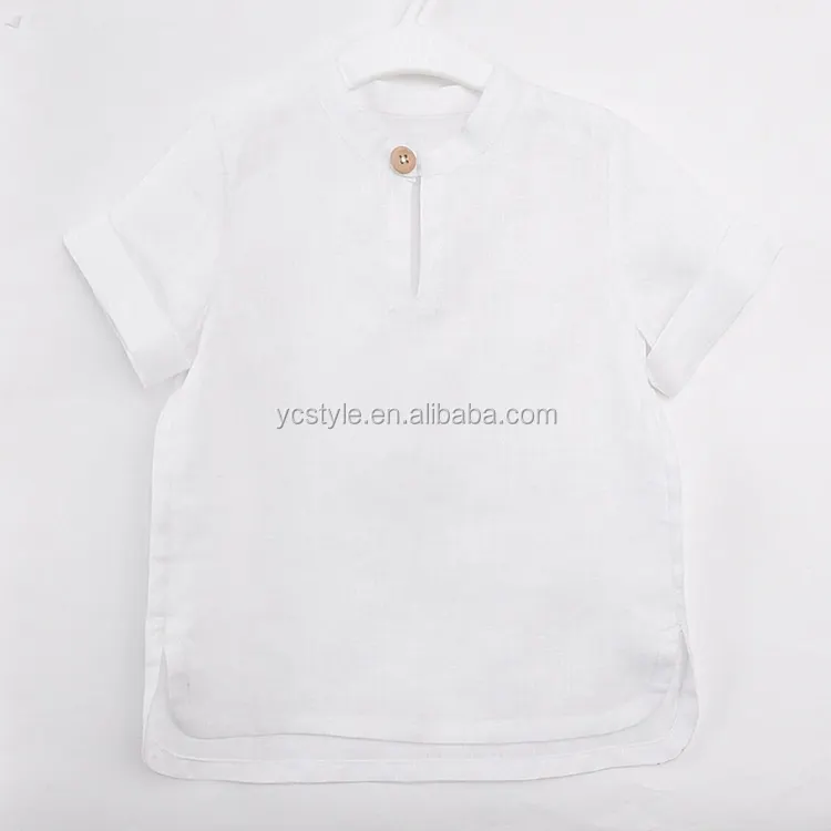 Vendita boutique lino tops per i neonati, maniche corte camicie abbigliamento per neonati maschi