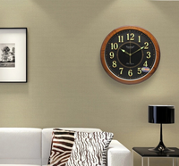 Jam Dinding Kayu Modern Desain Bulat 14 Inci Dekorasi Rumah Trendy Harga Terjangkau
