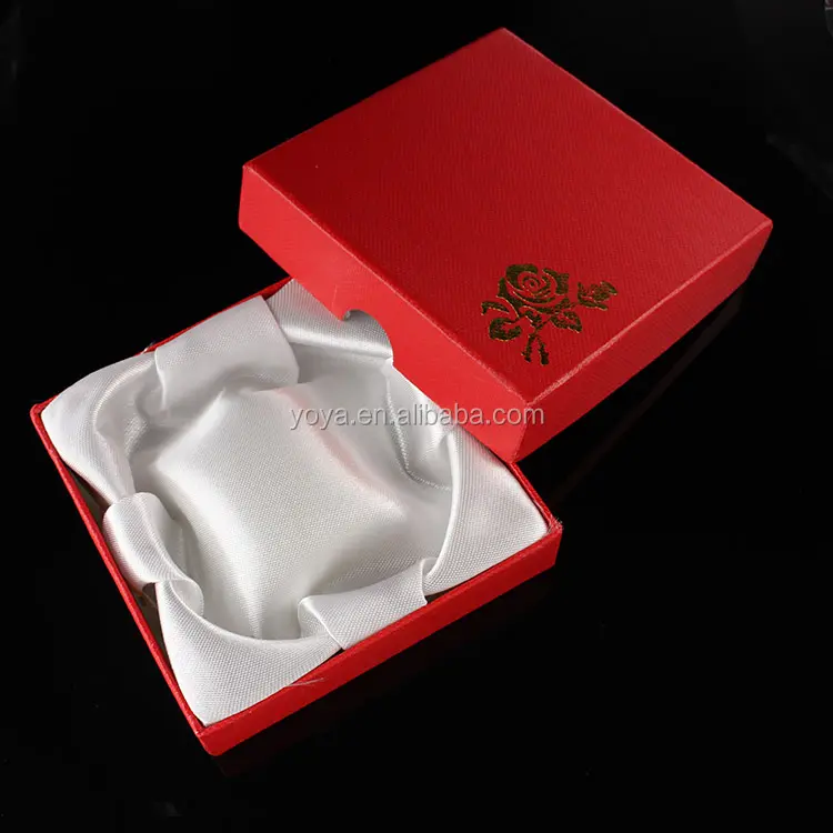 BP0708 Cheap Red Flower gedruckt seide gefüllt papier armband boxen, rot rosa papier schmuck geschenk box