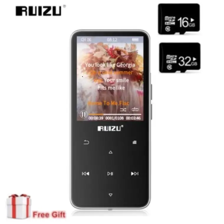 Новейший mp3-плеер с сенсорным экраном RUIZU D10, музыкальный плеер 8 ГБ, цветной экран 2,4 дюйма, без потерь, hi-fi звук BT с FM