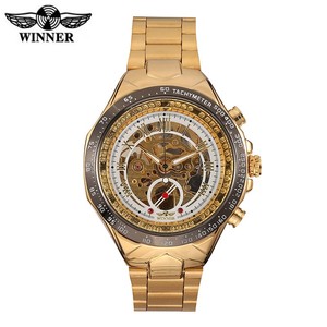 WINNER — montre squelette dorée pour hommes, horloge masculine, modèle sport, de premier choix, cadran doré, marque de luxe, nouvelle collection - Product Image 1