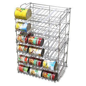 Rak Penyimpanan Kaleng Tumpuk Desain Baru dari Kawat Krom, Rak Penyimpanan Logam untuk Camilan, <span class=keywords><strong>Organizer</strong></span> Makanan - Product Image 1
