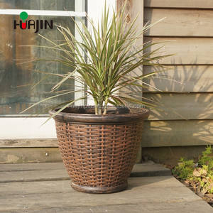 Extérieure Imiter Rotin <span class=keywords><strong>Fleur</strong></span> léger balcon en plastique ronde pot - Product Image 3