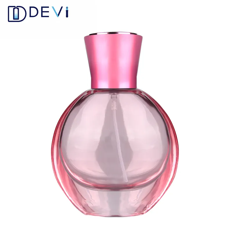 Harga Pabrik Botol Parfum Mini Antik Yang Dirancang dengan Baik 50Ml Bentuk Oval Pink Kaca Botol Parfum