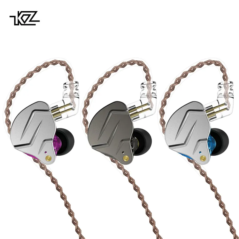 Kz fone de ouvido zsn pro metal 1ba + 1dd, fone de ouvido híbrido com tecnologia de hifi e grave, com cancelamento de ruído, para esportes