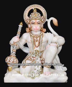 Hecho a mano Dios Hanuman mármol blanco Murti - Product Image 1