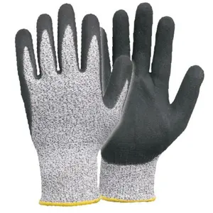 13 gauge HPPE yarn knitted coated sandy nitrile gloves cut resistant gloves safety hand Gloves to keep warm