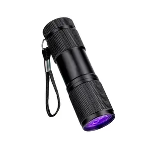 Mini 9LED torce UV Ultraviolet Ultra Violet Invisible Ink Marker Detection Torch Light 365nm nichia uv led torcia