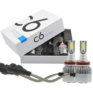 c6 h11 led headlight Suppliers-Lampu Depan LED Mobil, Alat Penerangan Depan LED C6, H1 H3 H7 H4 H11 9005 9006 36W 72W C6