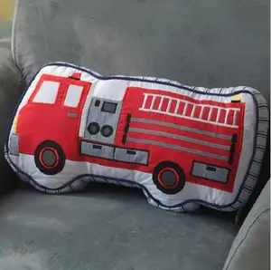 卡通消防车火车救护车直升机毛绒枕头玩具/儿童床房间装饰平静睡眠娃娃/毛绒汽车形状