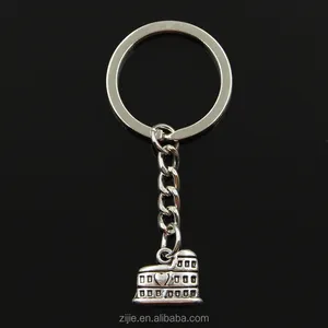 Fashion 30mm Key Ring Metal Key Chain Keychain Jewelry Antique Silver Plated roman colosseum rome italy 16*13mm Pendant